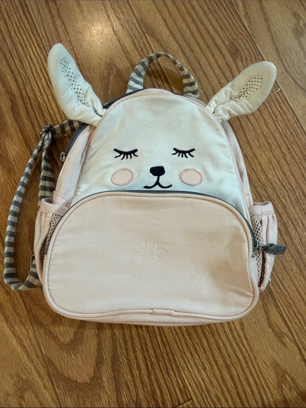 Emily Merrit Pottery Barn Kids Bunny Mini Backpack in Light Pink Stripe